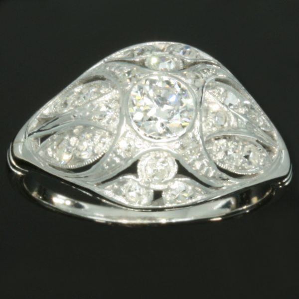 Diamonds covered low domed platinum estate ring early 20th century (image 7 of 16)